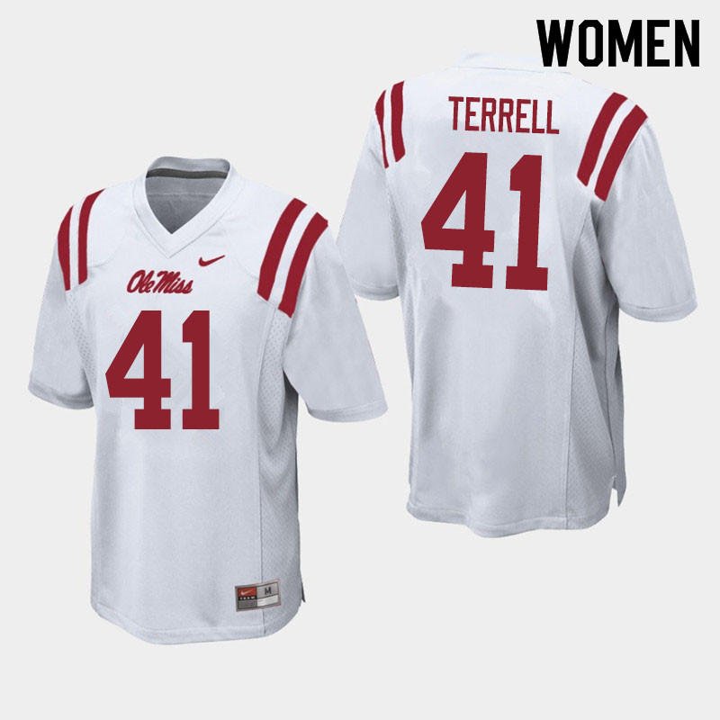 C.J. Terrell Ole Miss Rebels NCAA Women's White #41 Stitched Limited College Football Jersey XUB1458NV